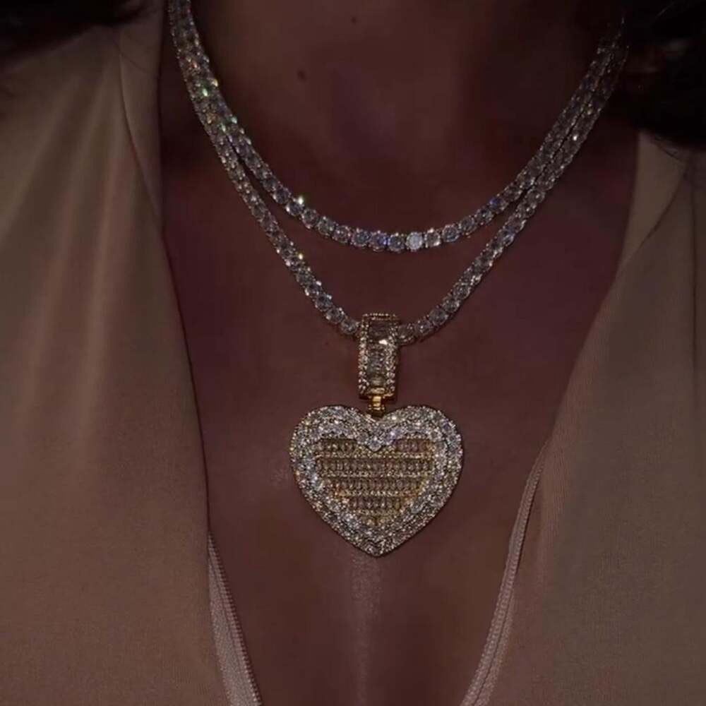 Gold Tennis Heart Locket Necklace 8838